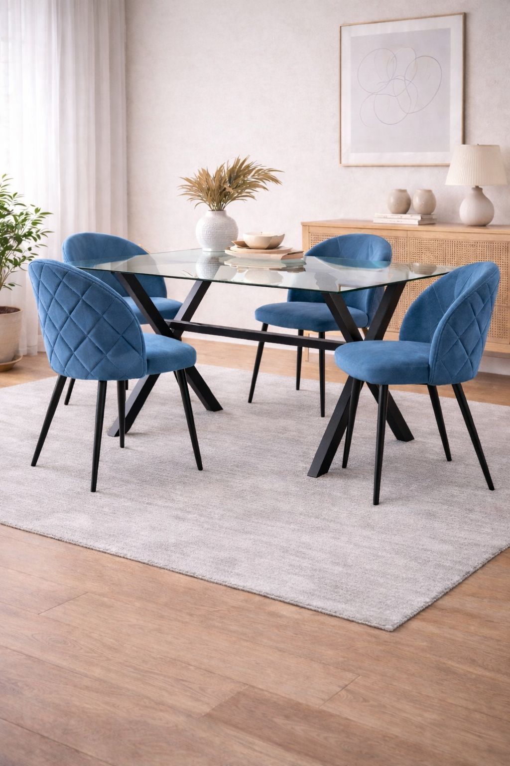 Comedor 4 personas mesa Medlock con Sillas Tokio Felpa Black - Imagen 2