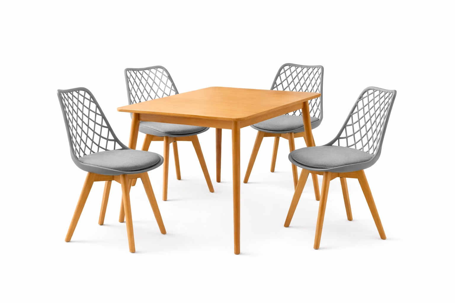 Comedor 4 Personas Mesa Vema Cuadrada con Sillas Tulip Mesh - Imagen 5