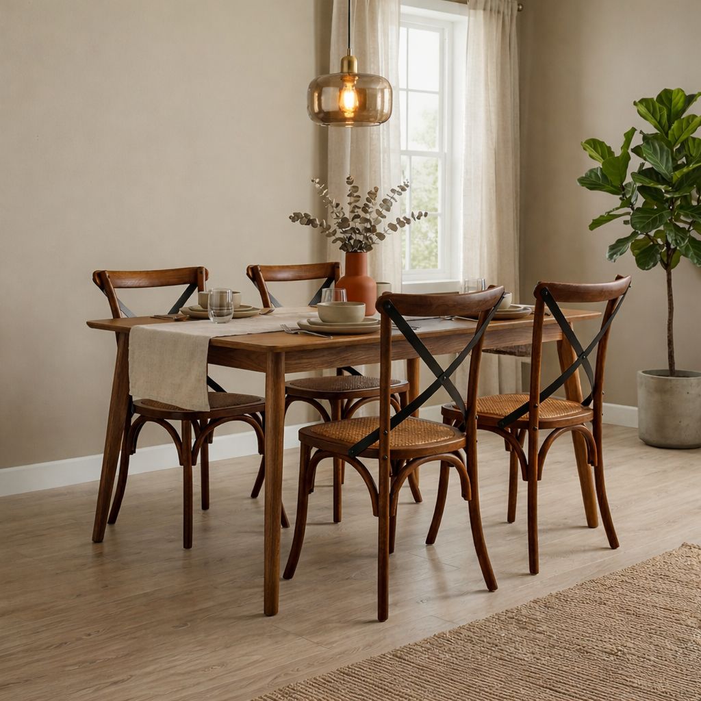 Mesa De Comedor Vema con 4 Sillas Crossback Madera - Imagen 4