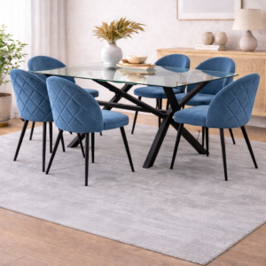 Comedor 6 personas mesa Medlock con Sillas Tokio Felpa Black