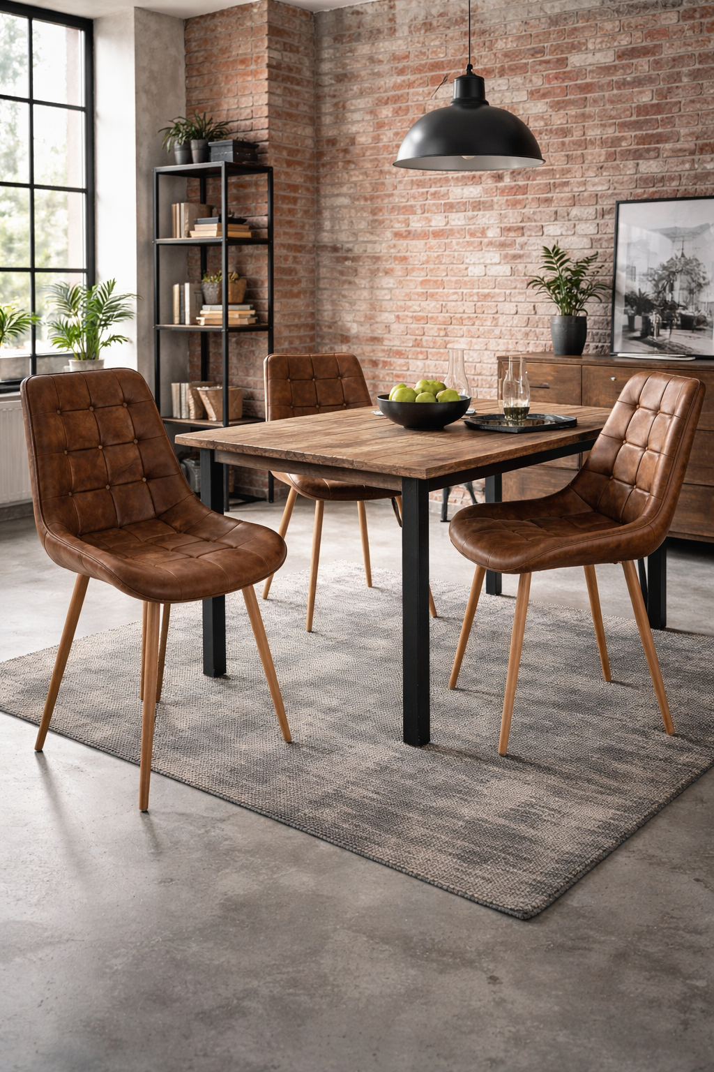 Silla Boton Pu Envejecido Wood