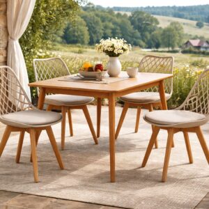 Comedor 4 Personas Mesa Vema Rectangular con Sillas Tulip Mesh