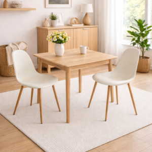 Comedor 2 Personas Mesa Vema Cuadrada con Sillas Milano Lino Wood