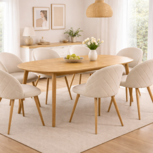 Comedor 6 Personas Mesa Expandible con Sillas Tokio Lino