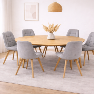 Comedor 6 Personas Mesa Expandible con Sillas Capitone Felpa