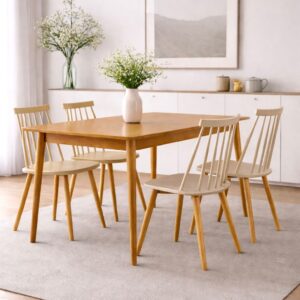 Comedor 4 Personas Mesa Vema Rectangular con 4 Sillas Windsor Reims