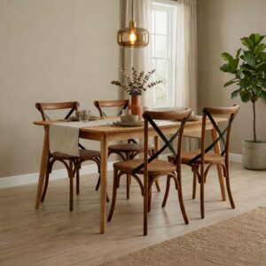 Mesa De Comedor Vema con 4 Sillas Crossback Madera