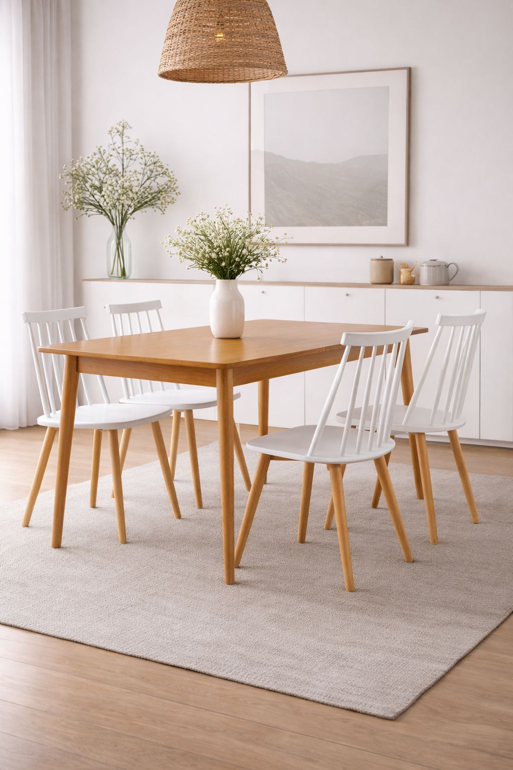 Comedor 4 Personas Mesa Vema Rectangular con 4 Sillas Windsor Reims - Imagen 2