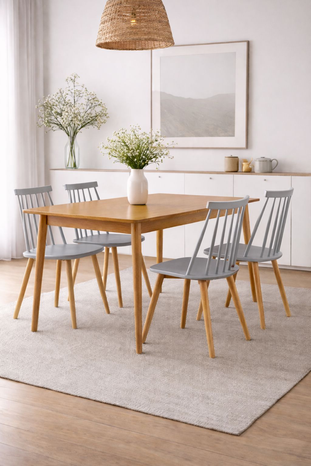 Comedor 4 Personas Mesa Vema Rectangular con 4 Sillas Windsor Reims - Imagen 4