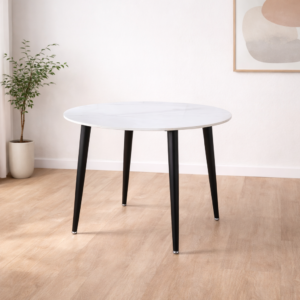 Mesa Redonda Cuarzo Blanca Pata Negra