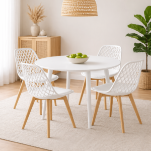 Mesa de Comedor Vema Redonda con 4 Sillas Panal Wood