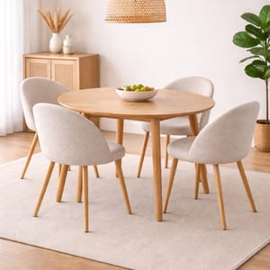 Mesa de Comedor Vema Redonda con 4 Sillas Tokio Lino Arpi