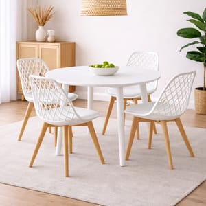 Mesa de Comedor Vema Redonda con 4 Sillas Panal Wood