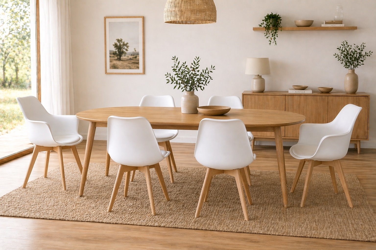 Mesa Wood Expandible con 6 Butacas Tulip Acolchadas - Imagen 12
