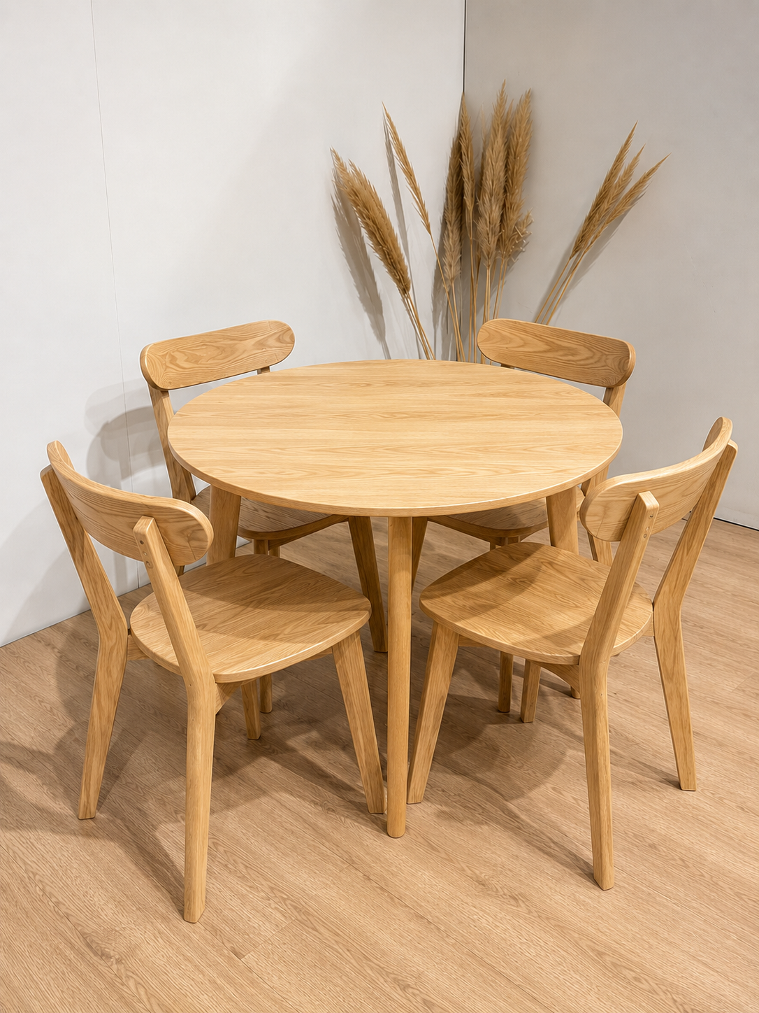Mesa De Comedor Vema Redonda con 4 Sillas Fresno Natural - Imagen 2