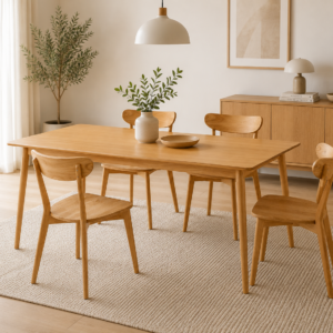 Mesa Vema Rectangular con 4 Silla Fresno Wood