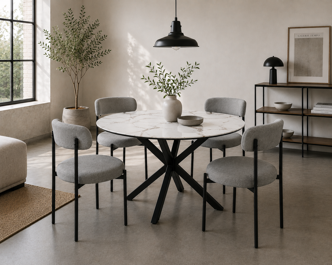 Comedor Mesa Warwick Stone con 4 Silla Oslo Lino Arpi - Imagen 4