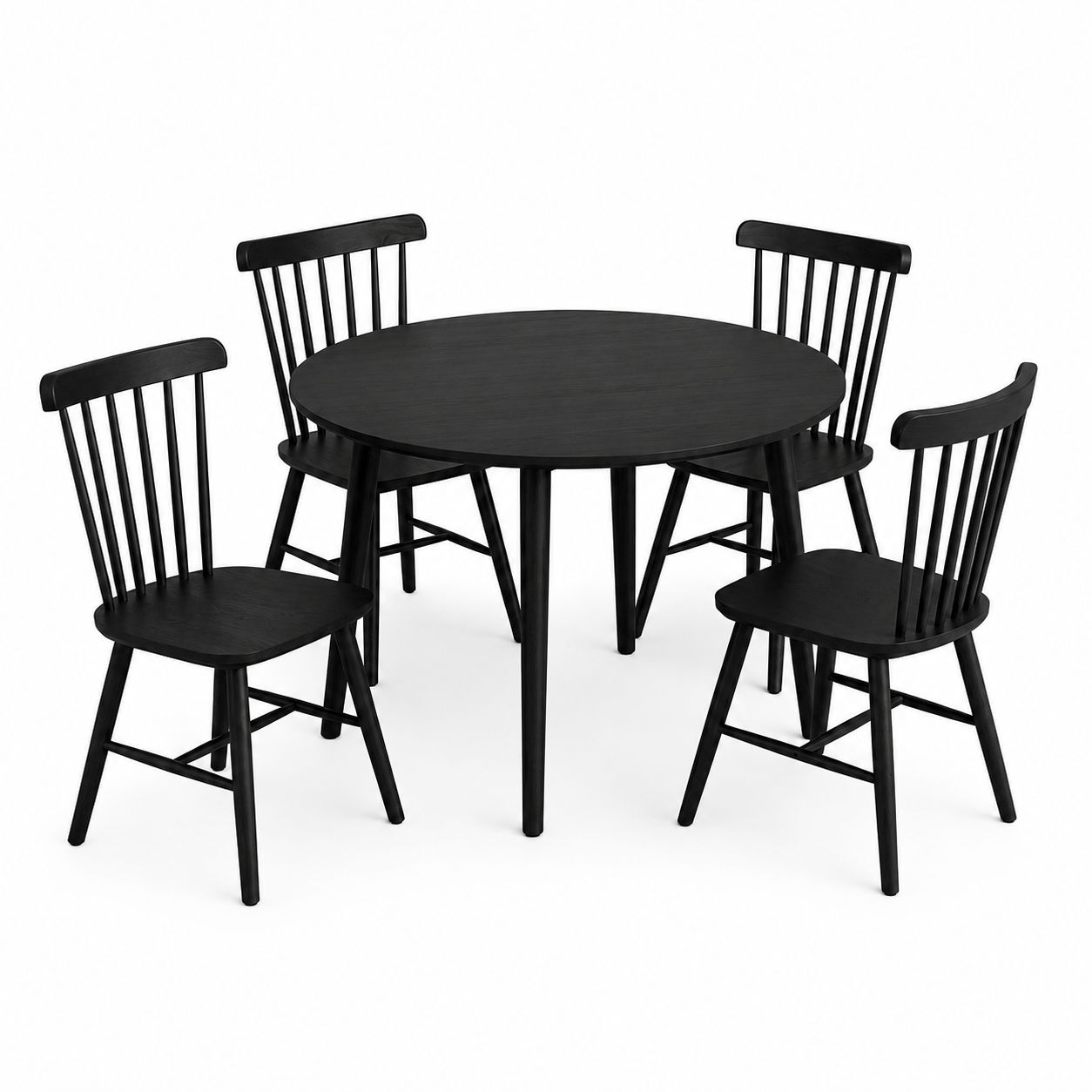 Mesa Vema Wood Negra con 4 Silla Windsor Madera Negra - Imagen 2
