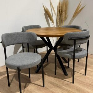 Mesa Nordica X Redonda con 4 Silla Oslo Lino Black