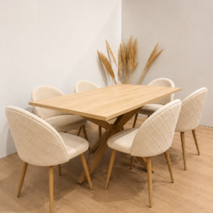 Mesa Rectangular Warwick Wood con 6 Silla Tokio Felpa Wood