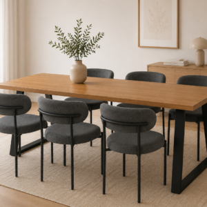 Mesa Escandinavia Rectangular con Sillas Oslo Lino Black