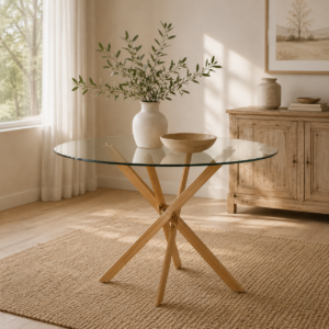 Mesa Dubai Redonda Vidrio Wood