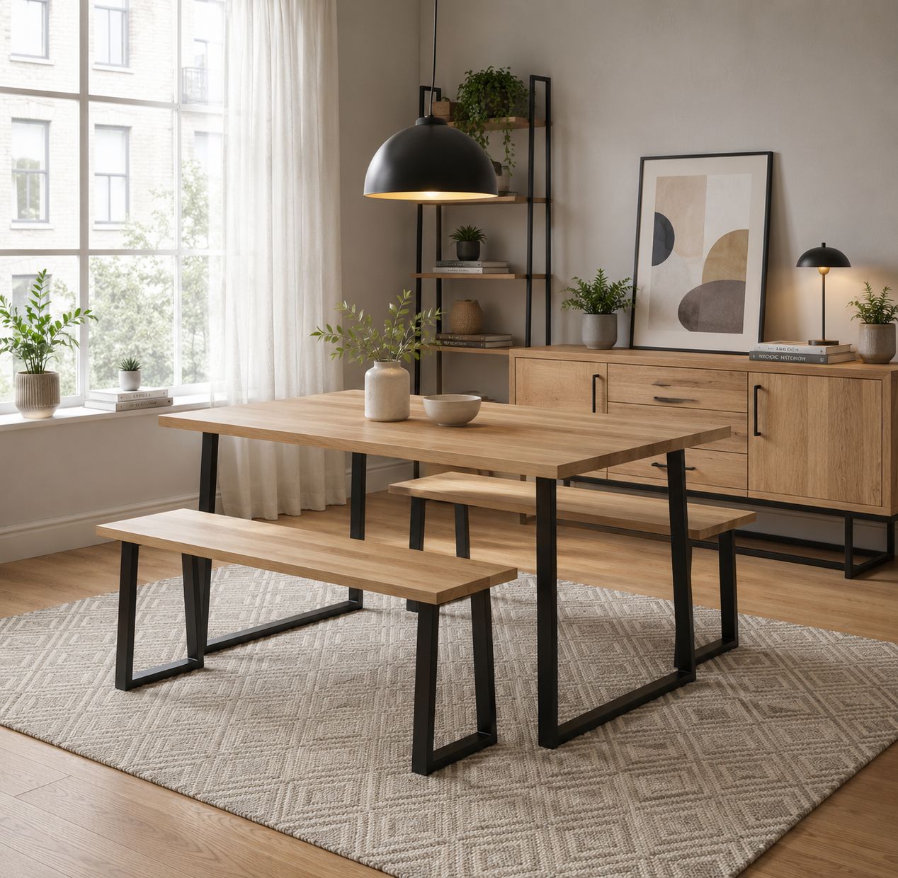 Mesa Comedor Nord con 2 Banquetas Wood - Imagen 2