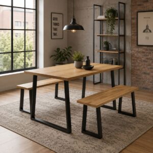 Mesa Comedor Nord con 2 Banquetas Wood