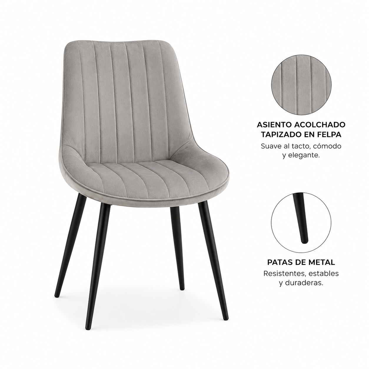 Silla Luxury Felpa Black - Imagen 5