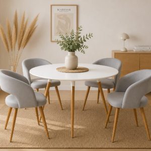 Mesa Basic Mdf con 4 Sitiales Diana Felpa Wood