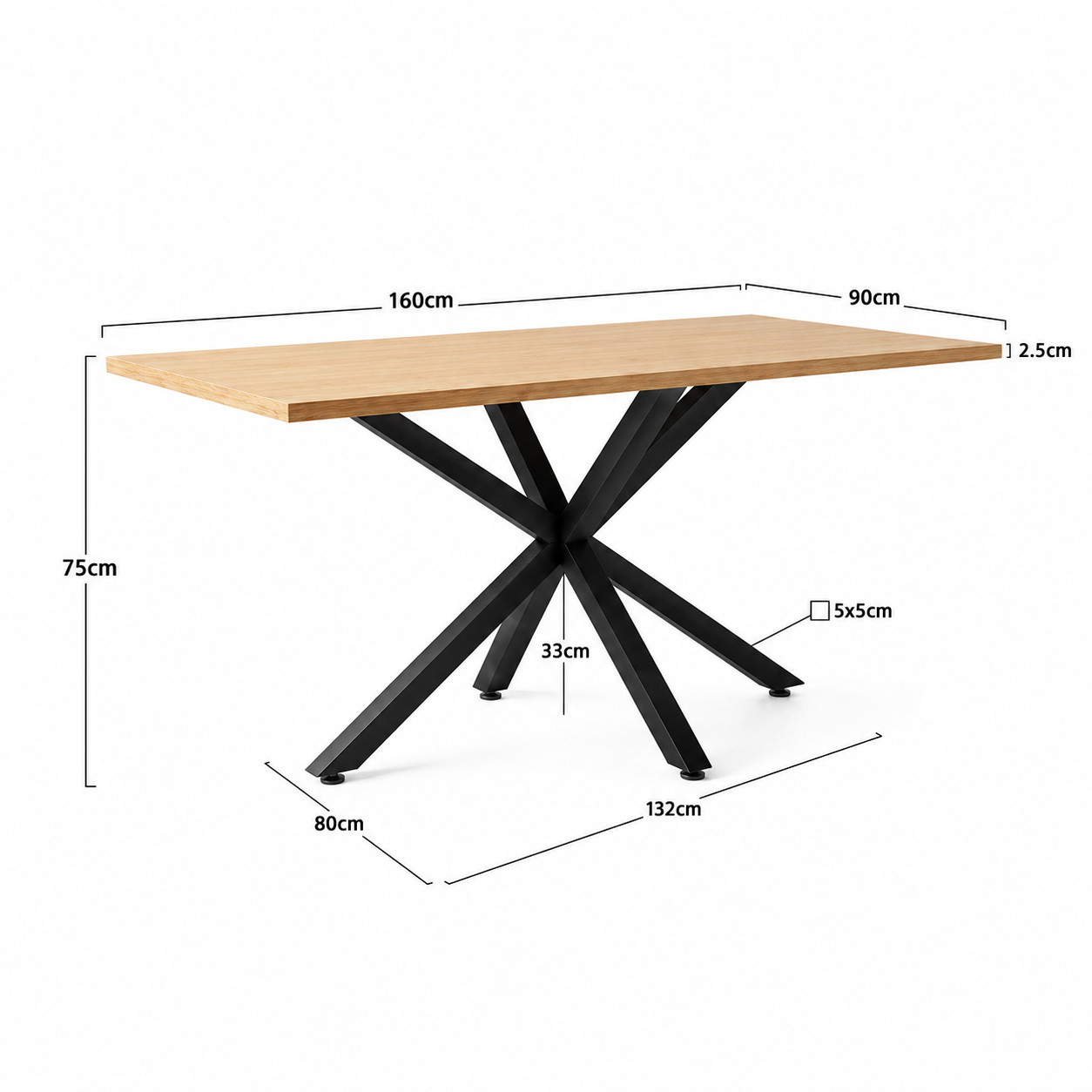 Mesa Rectangular Warwick MDF Black - Imagen 5