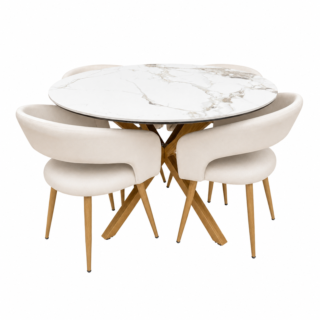 Mesa Warwick Redonda Stone Wood con 4 Sitiales Felpa Wood - Imagen 5