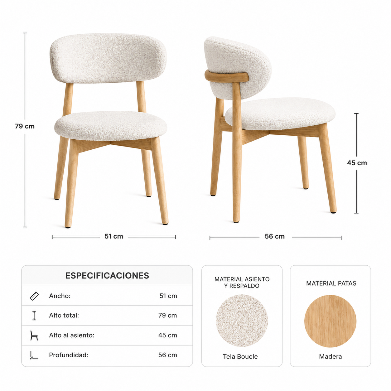 Silla de Comedor Siena Boucle - Imagen 5